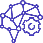 Brain composed of simple edges and nodes icon