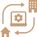 Remote Working Icon Office, computer and home symbols