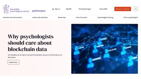 A screenshot from The Psychologist magazine online, why psychologists should care about blockchain data